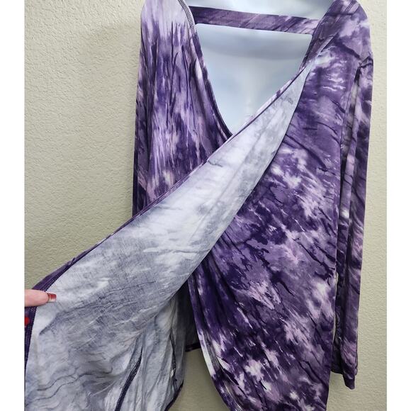 Livi Purple Tie Dye Athleisure Split Back Top 22 24 New With Tags Long Sleeves - Picture 5 of 6
